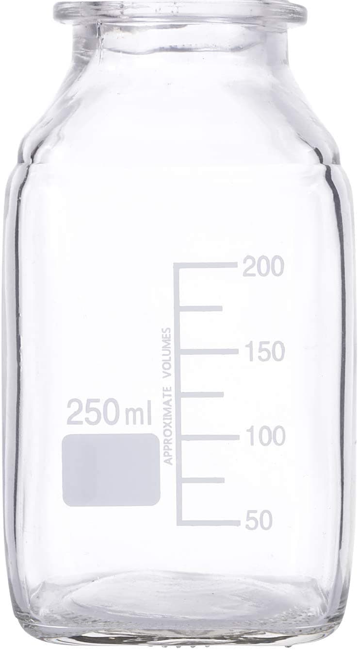 GL45 square glass bottles dimensions: 94mm od x 222mm hgt. HPLC